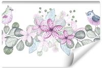 Fototapeta Ścienna Akwarelowe PTAKI Kwiaty Natura 368cm x 254cm