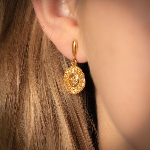 Kolczyki na wiszących sztyftach- słońce i srebro złocone na Arena.pl