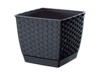 Doniczka RATOLLA kwadrat DRLK165 z podstawką | Antracyt, Kształt Kwadratowy, Wymiary 15.5x15.5x14 cm, Kolor Antracyt, Prosperplast