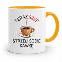 Kubek Żółty Prezent Dla Szefa Strzeli Sobie Kawkę Z Nadrukiem Ze Zdjęciem