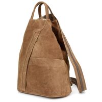 VERA PELLE plecak damski zamszowy trójkątny z suwakiem V010 taupe