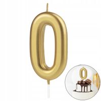 ŚWIECZKA URODZINOWA CYFERKA 0 ZŁOTA METALICZNA CYFRA NA IMPREZĘ URODZINOWĄ