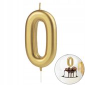 ŚWIECZKA URODZINOWA CYFERKA 0 ZŁOTA METALICZNA CYFRA NA IMPREZĘ URODZINOWĄ