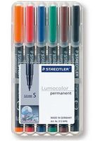 Foliopisy kolorowe 6 szt permanentne S Lumocolor Staedtler