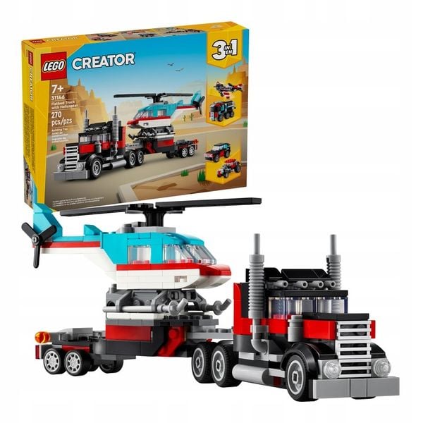 LEGO Creator 3 w 1 31146 Ciężarówka z platformą i helikopterem zdjęcie 8