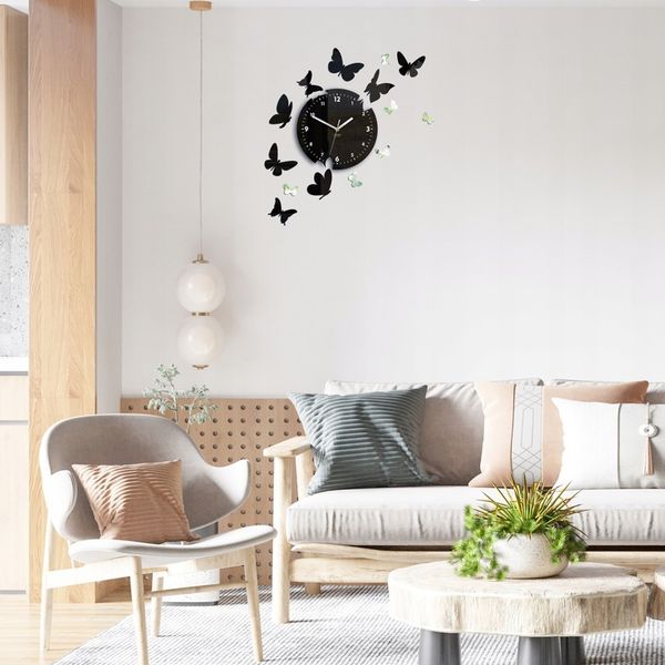 Zegar ścienny MOTYLE 14 czytelny i CICHY - Lustro zdjęcie 3