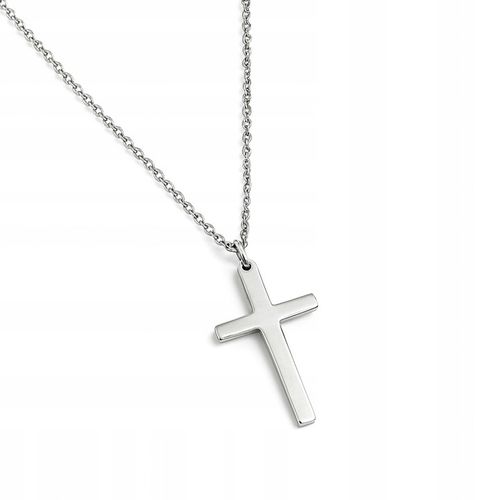 SREBRNY ŁAŃCUSZEK Z KRZYŻYKIEM POLEROWANA STAL CHIRURGICZNA + SZKATUŁKA na Arena.pl