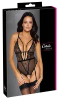 cottelli lingerie body koronkowe czarny zdejmowany naszyjnik pereł m