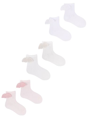 Skarpety dziewczęce bawełniane gładkie ze skrzydłami 3PAK 23-26 YOCLUB na Arena.pl