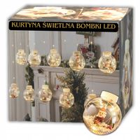 KURTYNA ŚWIETLNA LAMPKI CHOINKOWE BOMBKI MIKOŁAJ KULE LED GIRLANDA NA OKNO