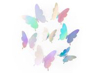 Naklejki na ścianę 3D, Motyle, holograficzne srebrne, 12 szt.