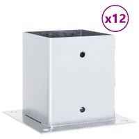 Podstawy słupków kwadratowe 12 szt. Srebrne Stal ocynkowana