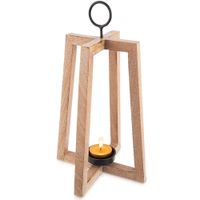 Lampion Drewniany Stojak Podstawka na Świeczkę Tealight Świecznik 44 cm