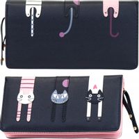 Duży Portfel Damski Zamek Skóra Ekologiczna Uroczy Prezent Rozkładany