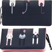 Duży Portfel Damski Zamek Skóra Ekologiczna Uroczy Prezent Rozkładany