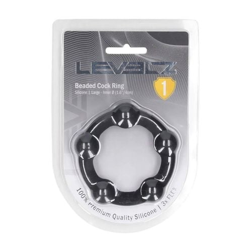 beaded silicone cockring - l - 45mm - black na Arena.pl