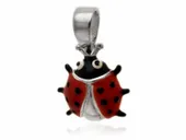 EMALIOWANY SREBRNY WISIOREK ZAWIESZKA CZERWONA BIEDRONKA LADYBUG