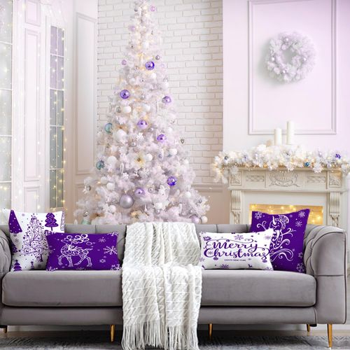 Zestaw 4 Poszewek Bożonarodzeniowych Miaikoe 55x55 cm liliowe na Arena.pl