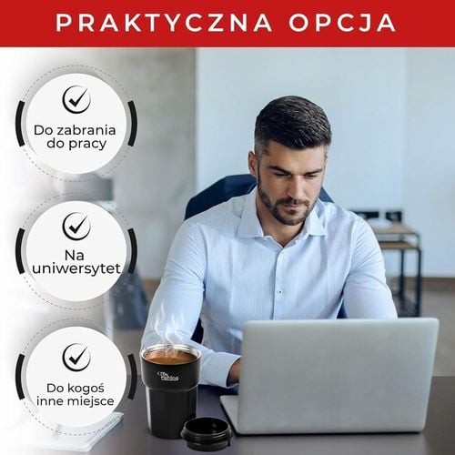Kubek termiczny Otto Koning 350ml stalowy czarny do kawy i podróży na Arena.pl