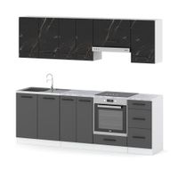 Kuchnia Pojemna Modułowa Mokka Plus 2.4m Biała San Sebastian Szara Mat