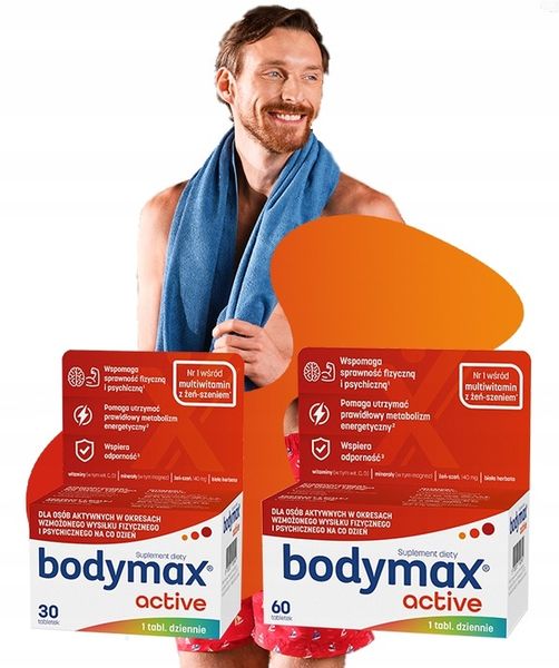 2x BODYMAX ACTIVE WITAMINY magnez MINERAŁY ŻEŃ SZEŃ dla AKTYWNYCH 60+20 szt zdjęcie 2