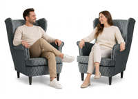 Fotele uszak skandynawskie szare antracyt przeszycia Design Family Meble