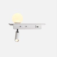 2X Kinkiet LED Ścienny z Półką i USB Lampka Nocna do Czytania Regulowany Sp