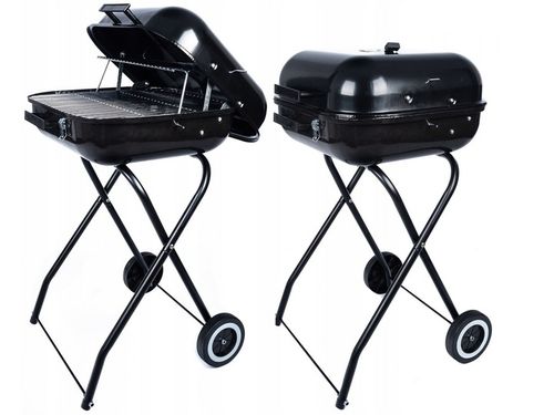 GRILL Węglowy na brykiet Ogrodowy PRZENOŚNY turystyczny WÓZEK POKRYWA na Arena.pl