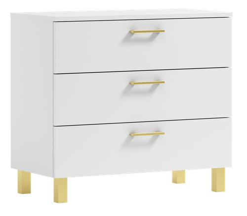 Komoda Nela 80 z 3 szufladami blat 16 biała/GOLD na Arena.pl