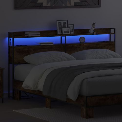 Zagłówek z półką Wędzony dąb 180 cm Materiał drewnopochodny na Arena.pl