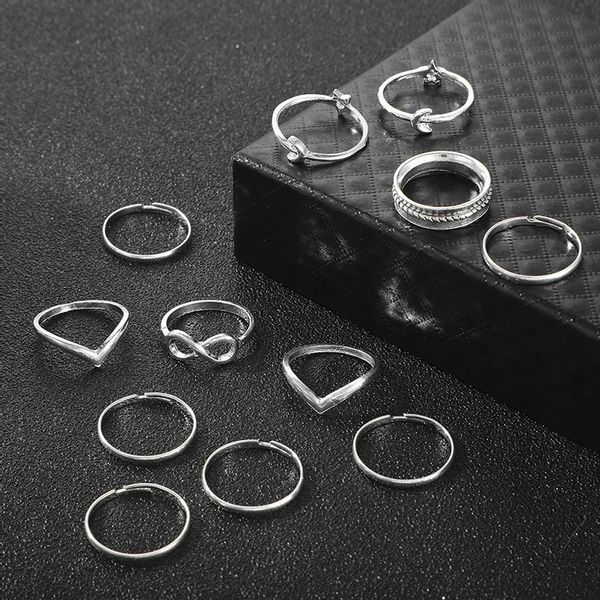 Srebrny ZESTAW PIERŚCIONKÓW RETRO PUNK BOHO 04 zdjęcie 9