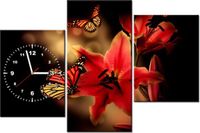 60CM 90 ZEGAR 3 ELEM MOTYLE LILIA ŚCIENNY