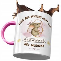 Kubek Różowy Z Myszą Myszką Słodki Na Prezent Z Nadrukiem Ze Zdjęciem
