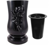 Wazon z różą nagrobny nagrobkowy na nagrobek z różą + WKŁAD, wazon z różą