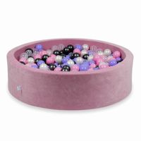 Suchy basen 110x30cm Velvet Soft Różowy z piłeczkami 400szt (metaliczny grafit, wrzosowe, pudrowy róż, perłowe, przezroczyste)