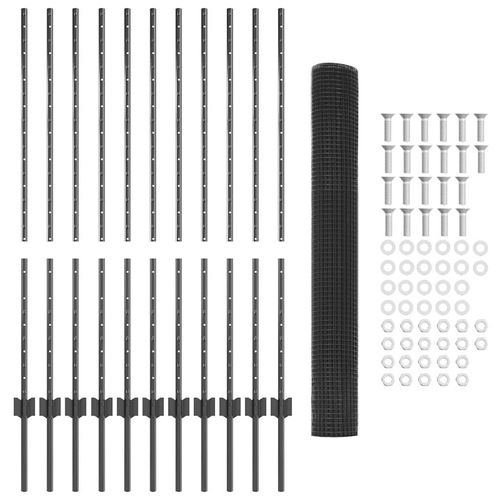 Ogrodzenie z słupkami Szary 1.2 x 25 m Stal na Arena.pl