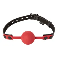 sportsheets saffron ball gag silikonowy, regulowany, czarno-czerwony