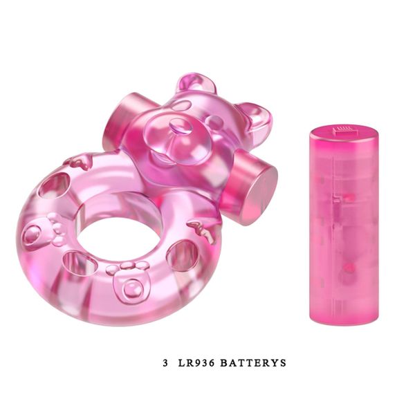 Vibrating Bear Cock Ring – Pink zdjęcie 7