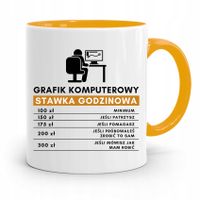 Kubek Żółty Prezent Dla Grafika Stawka Godzinowa Z Nadrukiem Ze Zdjęciem