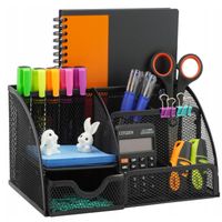 DUZY ORGANIZER NA BIURKO PRZYBORNIK POJEMNIK NA KREDKI METALOWY CZARNY XXL