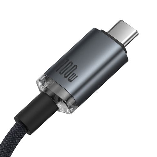 Kabel przewód Crystal Shine USB-C - USB-C USB3.2 100W 20Gbps 1.5m - czarny na Arena.pl