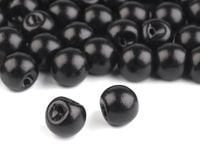 Plastikowe guziki nawlekane kształt kulki fi 8 mm czarny 20 szt.