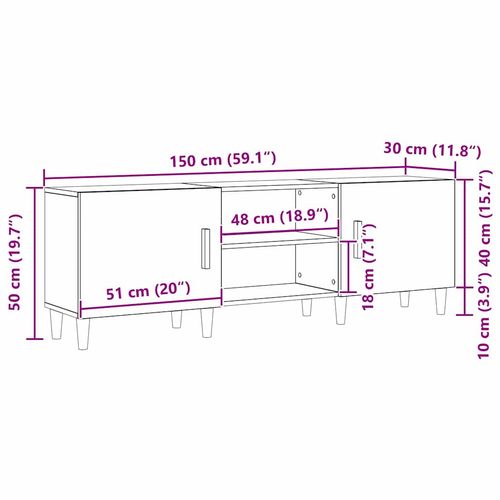 Szafka na Telewizor Czarny dąb 150 x 30 x 50 cm na Arena.pl