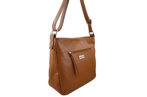 Torebka codzienna skórzana damska - Brązowa jasna na Arena.pl