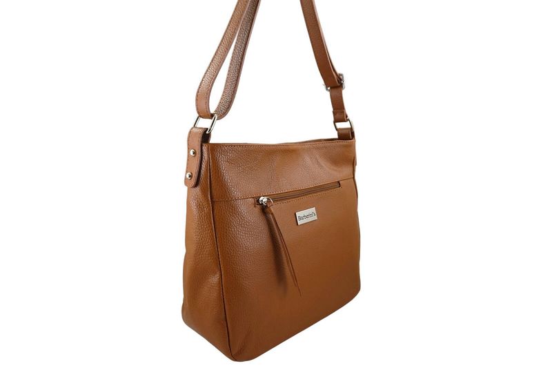 Torebka codzienna skórzana damska - Brązowa jasna zdjęcie 2
