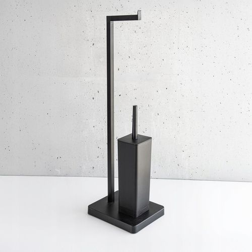 STOJAK NA PAPIER TOALETOWY CZARNY Z POJEMNIKIEM NA SZCZOTKĘ 2W1 na Arena.pl