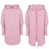 PŁASZCZ ALPAKI KURTKA ZAMEK WEŁNA SUWAK PUDROWY RÓŻ