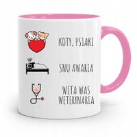 Kubek Różowy Weterynarza Wita Was Weterynaria Z Nadrukiem Ze Zdjęciem