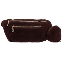 VERA PELLE nerka zamszowa saszetka biodrówka z portfelikiem V716 c.bordowa