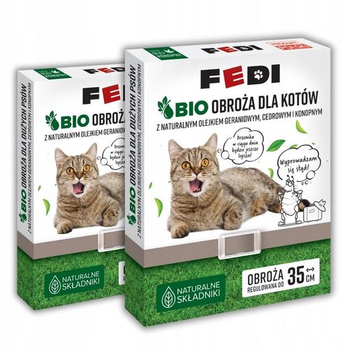 Fedi Bio Obroża Przeciw Pchłom i Kleszczom dla Kotów Regulowana do 35 cm x2 na Arena.pl